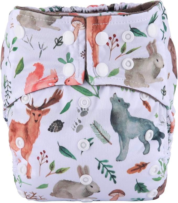 3 AIll in One Cloth Diapers Nappies for Night AIO Sewn in Insert Reusable Washable (Dinosaur Pack)