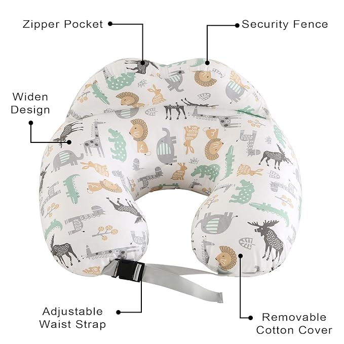 BATTOP Nursing Pillow for Breastfeeding,Bottle Feeding, Plus Size Breastfeeding Pillows with Adjustable Waist Strap Removable Cover, Extra Pillow on Top for More Support for Mom