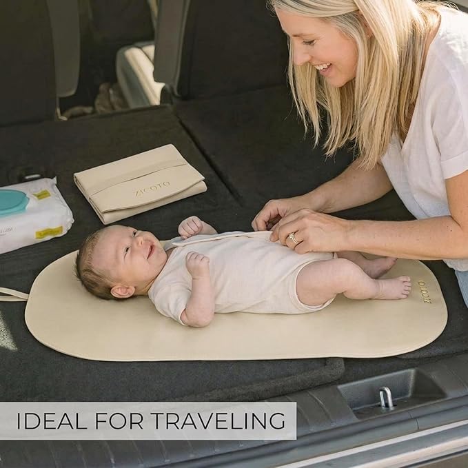 Beautiful Portable Baby Changing Pad - Wipeable and Easy to Clean Diaper Changing Mat - The Perfect Waterproof Vegan Leather Pad for Traveling