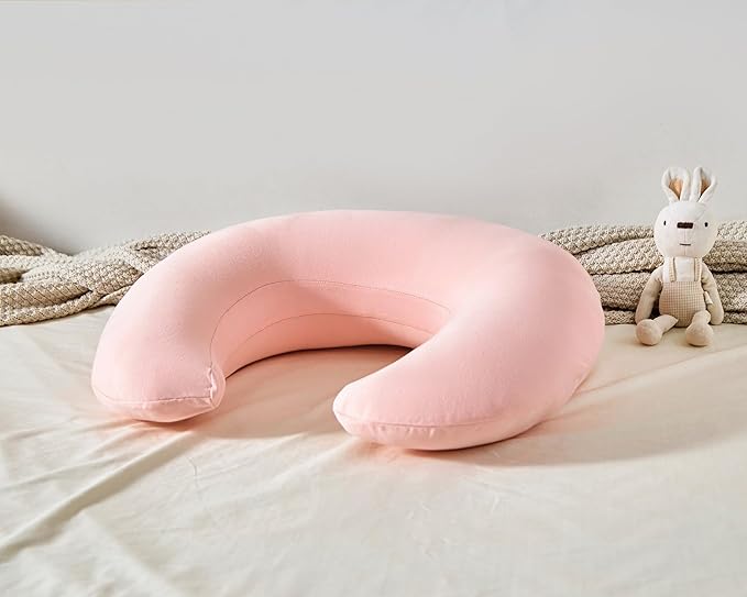 Nursing Pillow, Plus Size Breastfeeding Pillow Original Support for Baby Boys Girls Breastfeeding Essentials, with Removable Soft Cotton Cover (Pink, Large (25.59 * 20.08 * 6.30 Inches))