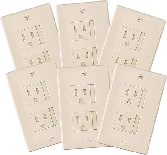 6-Pack Safety Innovations Self-closing (2 Screw) Decora Outlet Covers- An Alternative To Wall Socket Plugs for Child Proofing Outlets (Beige)