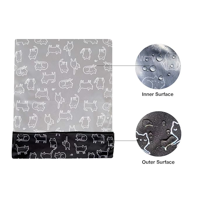 FLOCK THREE Waterproof Wet Bag Reusable for Wet Clothes Baby Diapers Stroller Swimsuit Travel Washable toiletries Pouch Large Electronics case 12.6'' x 16.5'' (Black Cats)
