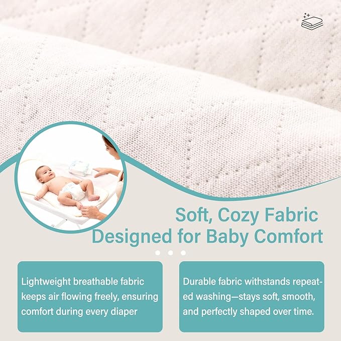 Waterproof Baby Changing Pad - Reusable Washable Changing Table Pad, Silicone & Peanut Changer Design, Includes Waterproof Changing Pad Cover & Liners (White, 13x29 Inch (Pack of 3))