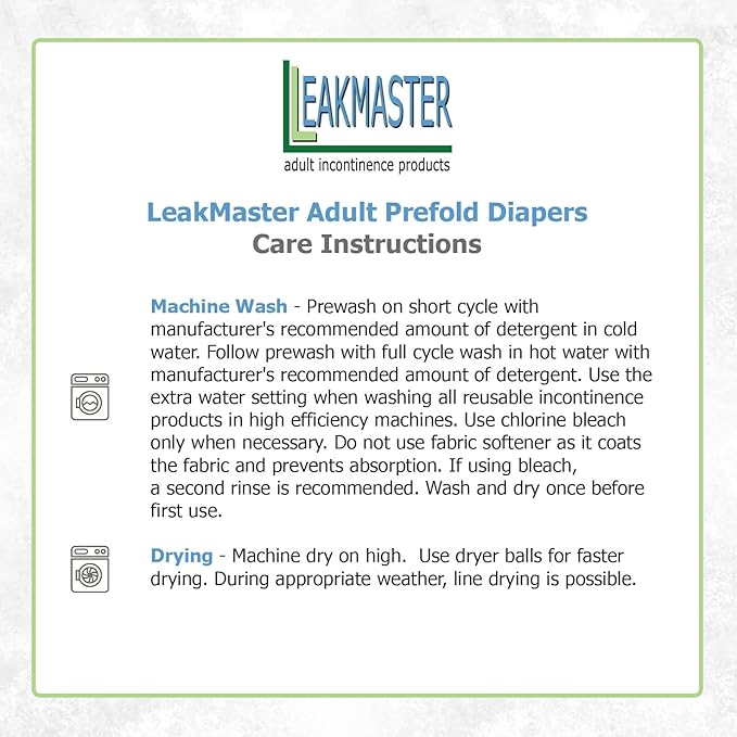 LeakMaster Adult Prefold Cloth Diapers Birdseye Weave - 100% Cotton Reusable and Washable Diapers - Soft, Absorbent & Durable - Day Weight - Size Large