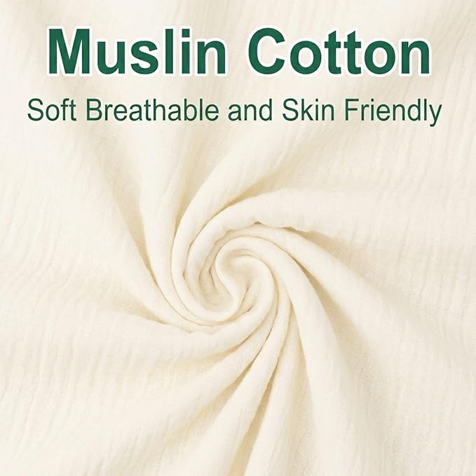 2 Pack Ivory Muslin Crib Sheets for Boys & Girl- Neutral Breathable Cotton Crib Mattress Sheets Fitted for Standard 28"x 52"- Nursery Décor No Slip Crib Bed Sheets