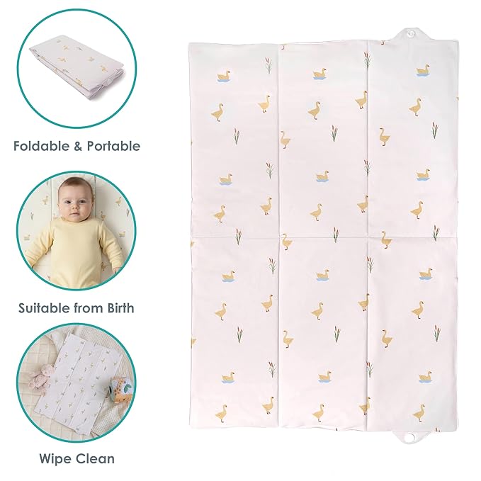 Clair de Lune Duckling Foldable Changing Mat, Easy Clean Soft Water Resistant Travel Pad 60 x 34 cm