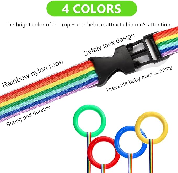 Walking Rope for Preschool - 12-Ring with Detachable Safety Line | Walking Line with Handle - Ease Teachers' Workload Efficiently| Safe Lineup & Play & Educational Aids