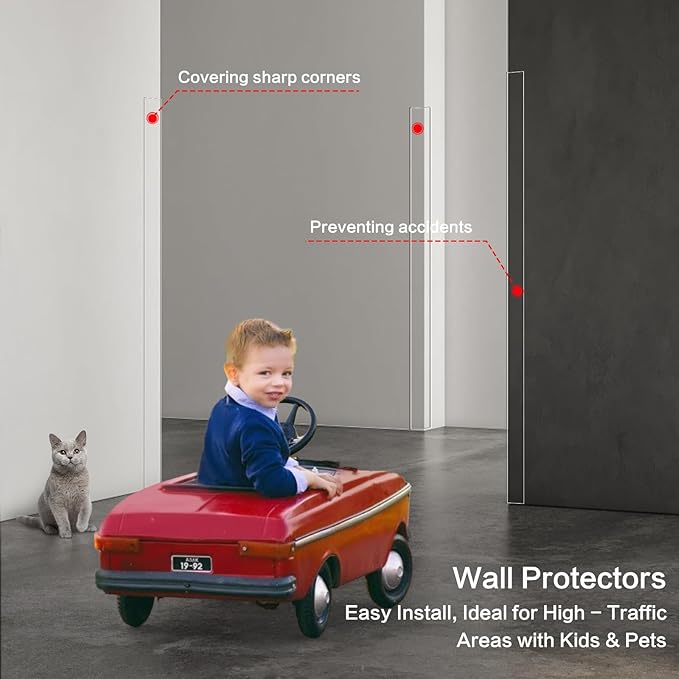MONOID Wall Corner Protector - Pack of 12 Self Adhesive Corner Guards for Walls Edge Protection - 1.18 inch x 1.18 inch x 47.2 inch, Easy to Apply – No Tools Needed