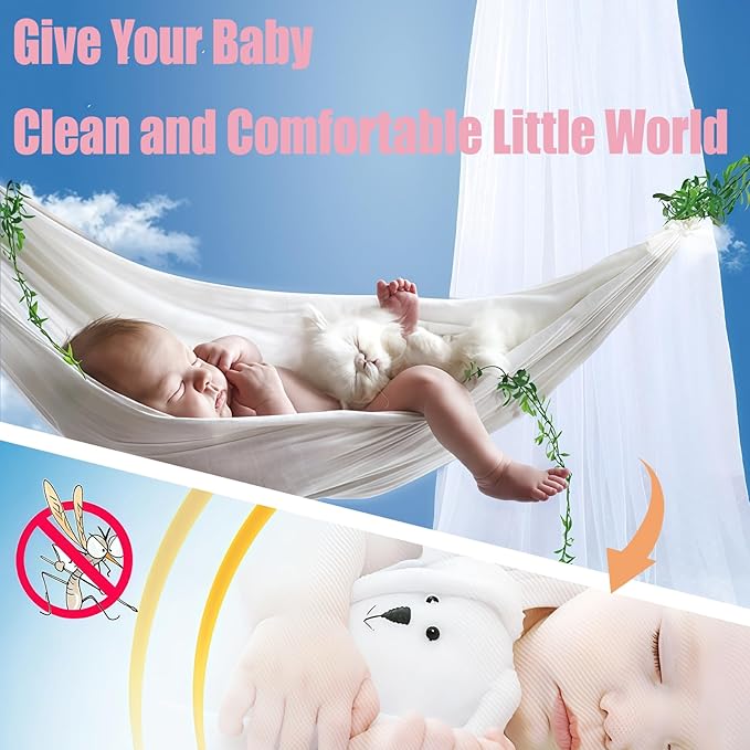 Baby Crib Bed Mosquito Net:Crib Canopy, Princess Bed Canopy, 2025 New 50D Breathable Mesh Crib Tent, Mosquito Net for Canopy Bed Curtains Baby Toddler Bedroom Decoration Accessories (Pink)