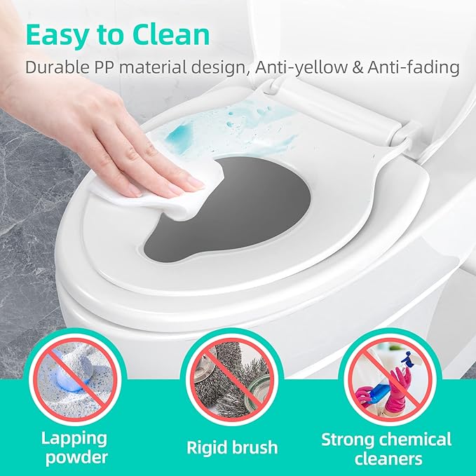 Elongated Toilet Seat with Built-in Potty Training Seat for Toddlers& Adults, Slow Close, Never Loosen, Heavy Duty, Ergonomic, Space Saving Toddler Toilet Seat(Elongated 18.5", Oval)