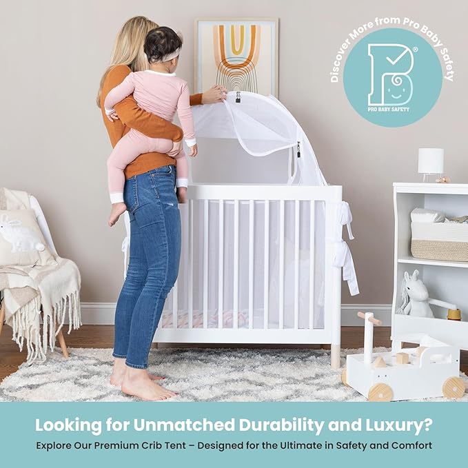Mini Crib and Pack and Play Tent, Net Canopy to Keep Baby from Climbing Out, Breathable Mesh with Auto-Lock Zipper and Latch, Safety Tent for Travel and Sleep (Mosquiteros para Cunas de Bebes)