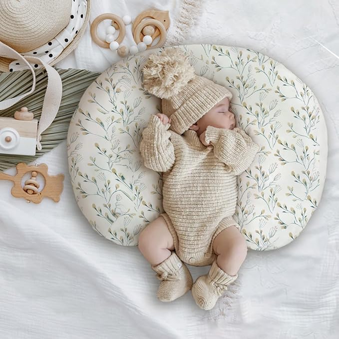 Nursing Pillow Cover, 2 Pack Stretchy Removable Nursing Covers for Breastfeeding Pillows, Ultra Soft Newborn Feeding Pillow Cover for Baby Girl and boy, Willow and sage Style