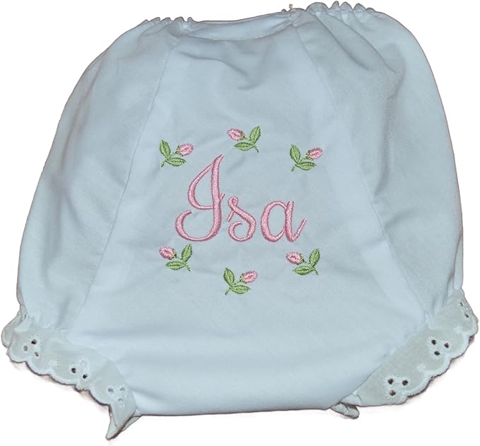 Personalized Rosebud Baby Bloomers, Baby Girls Flower Diaper Cover, Monogrammed with your Name