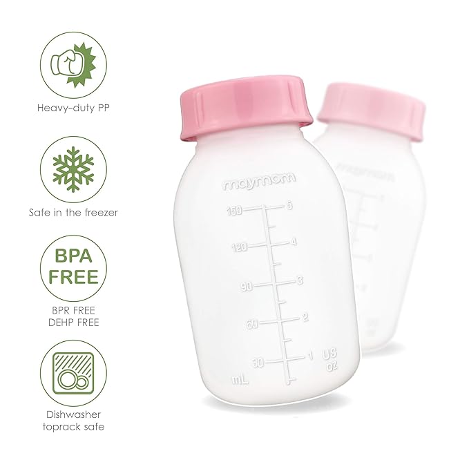 Maymom Breast Pump Bottle Compatible With Medela Pump in Style MaxFlow Pro Pro+, Freestyle, Swing Maxi Pump, Maymom Breastshields; Compatible with Ameda Mya Joy, Finesse and Purely Yours Pumps; 8pc/pk