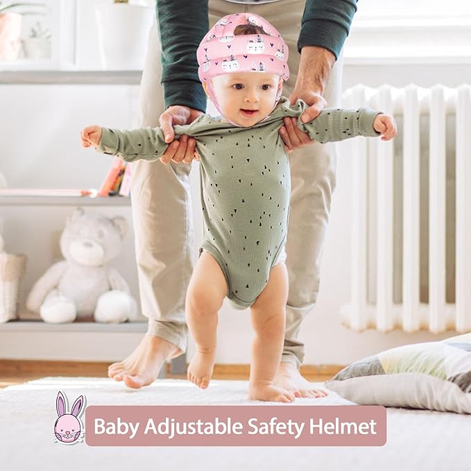 Baby Adjustable Helmet, Lightweight and Soft.Great for Baby Learning to Walk and Crawl.Pink Rabbit