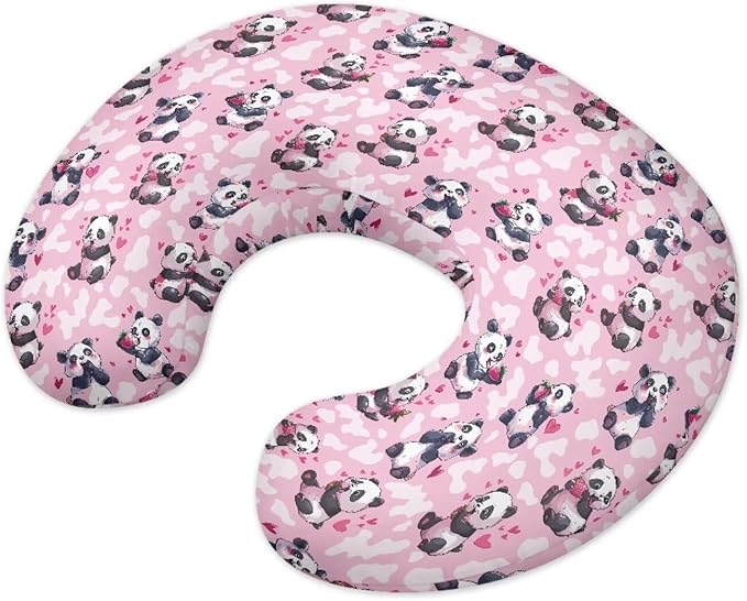 Pink Panda Nursing Pillow Cover for Feeding Pillow U-Shaped Breastfeeding Pillow Cover Hidden Zipper Design Soft and Skin-Friendly