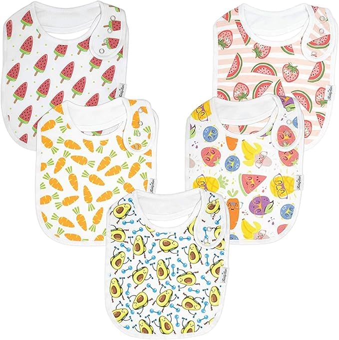 KiddyStar Drool Bibs for Babies – Organic, Unisex, Soft Absorbent Teething Bibs with Adjustable Snaps
