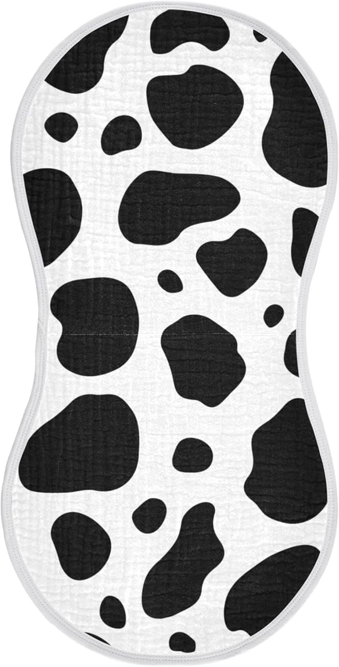 Cow Print Burp Cloths Baby Boys Girls Absorbent Soft Cotton Burping Cloths Rags, 1 Pack
