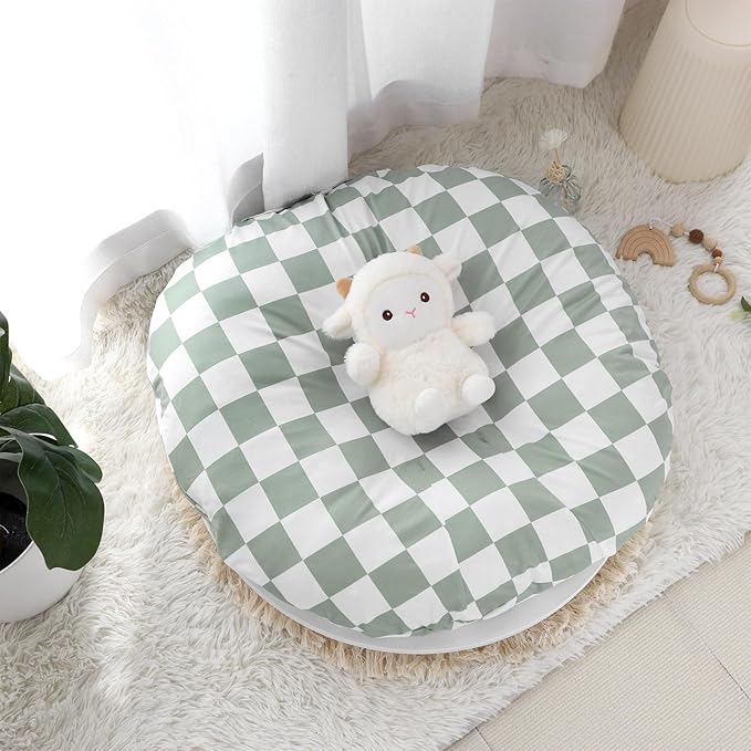 Nursing Pillow Cover and Newborn Lounger Cover, Soft Comfortable Slipcover for Baby Girl Boys, Green Checkerboard, Lounger Not Included