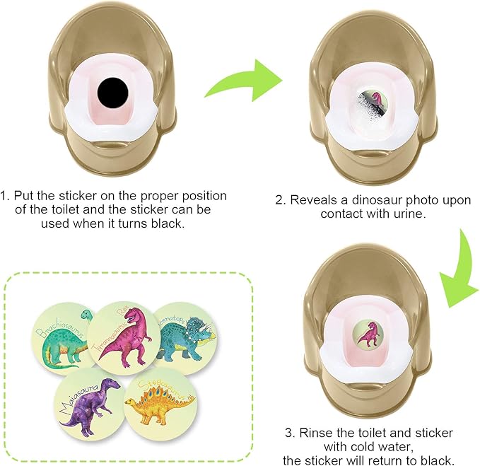 Zonon 10 Pcs Dinosaur Potty Training Stickers Dinosaur Toilet Target Sticker You Pee on Reusable Potty Toilet Targets Color Changing Pee Target for Kid Training Use