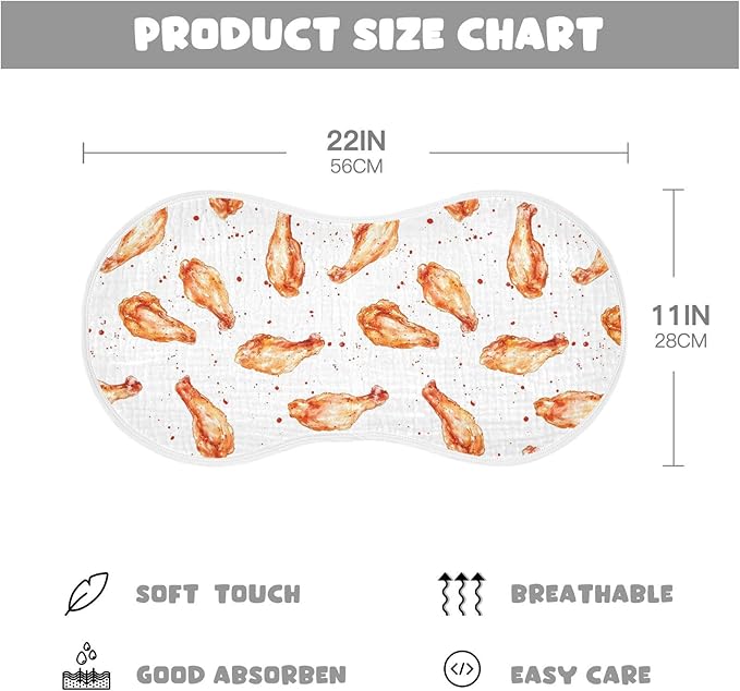 vvfelixl Roast Chicken Wing Burp Cloths for Baby Boy Girls Baby Washcloths Burp Rags 1 Pack