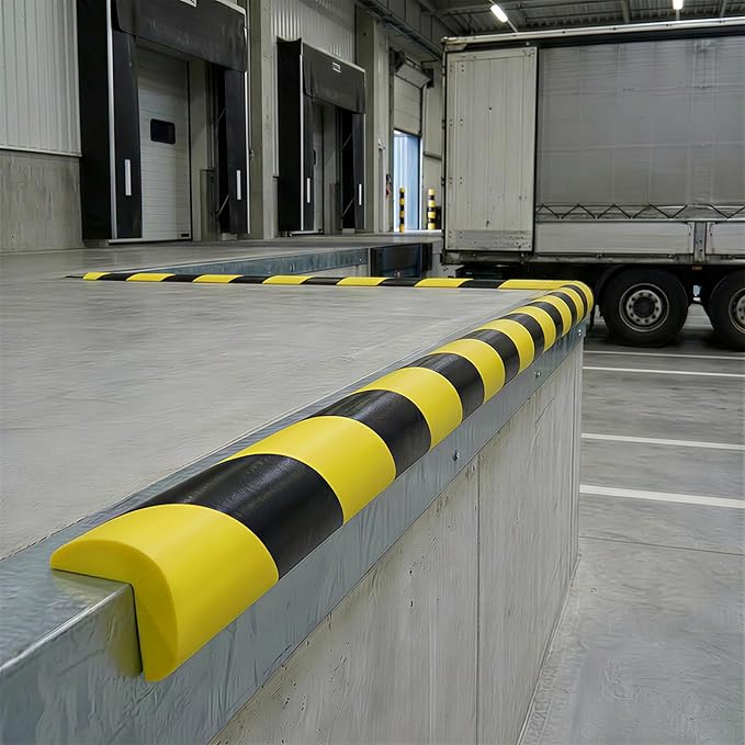 4 Pack Wall Corner Guards Edge Protector | 16.4 ft | Yellow & Black Warning Stripes | High-Density NBR Foam | Self-Adhesive Bumper for Garage/Warehouse