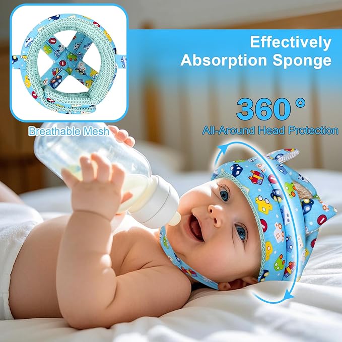 Accmor Baby Head Protector for Crawling and Walking, Cute Baby Helmet Adjustable No Bumps Infant Safety Cap, Breathable Protective Headguard Soft Cushion Anti-Collision Toddler Helmet for 6m-24m Kid