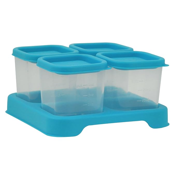 green sprouts Fresh Baby Food Unbreakable Cubes (4oz/4pk) | Store, carry, & serve homemade baby food | Lid provides leak-proof seal, Made from safer plastic, Embossed with measurements