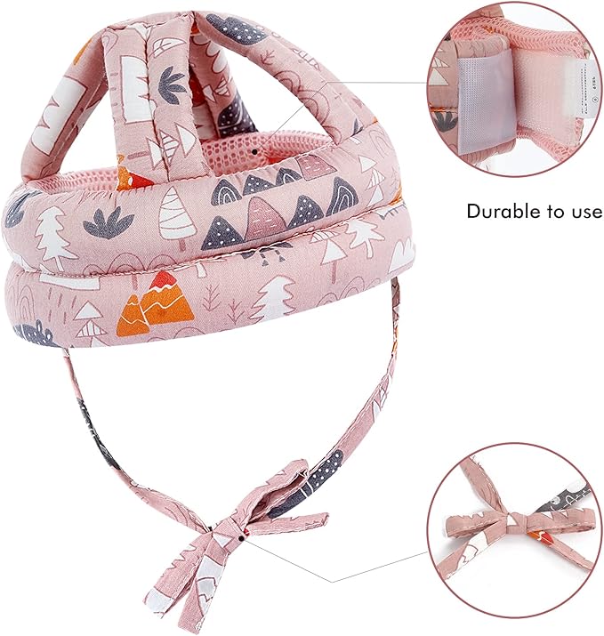 Baby Safety Helmet Infant Toddler Breathable & Adjustable Head Cushion Bumper Bonnet for Running Walking Crawling (Pink), BB-1003