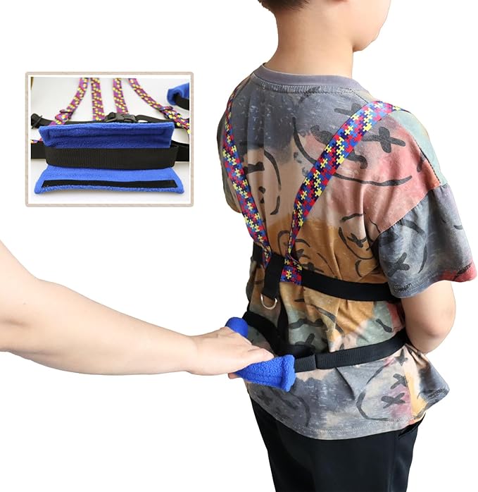 pinklilycare Walking Harness for Older Children with Quick Grab Handle and Adjustable Tether for Autism Special Needs ADHD Safety Teens Harness Autism Awareness Straps