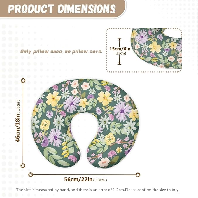 Colorful Floral Nursing Pillow Cover for Baby Boy Girl Stretchy Removable Nursing Covers for Breastfeeding Pillows Ultra Soft Newborn Feeding Pillow Cover Not Easy to Fade