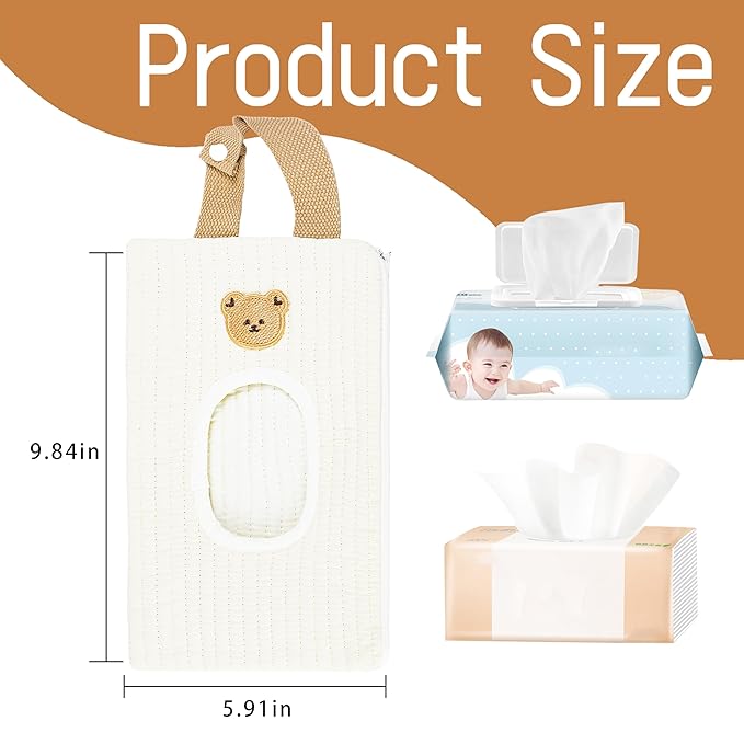 Quilted Baby Wipe Holder Floral Diaper Pouch Portable Quilted Wipes Bag for Car, Stroller