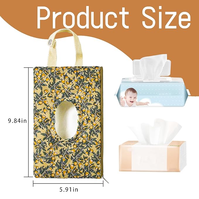 Quilted Baby Wipe Holder Floral Diaper Pouch Portable Quilted Wipes Bag for Car, Stroller