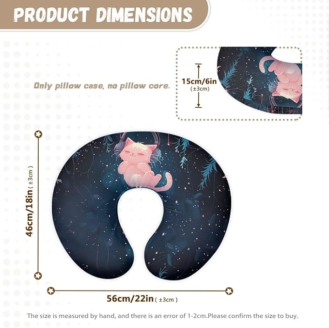 Music Cat Nursing Pillow Cover Cozy Nursing Slipcover for Feeding Pillow Hidden Zipper Design Breastfeeding Pillow Slipcover U-Shaped Soft and Skin-Friendly