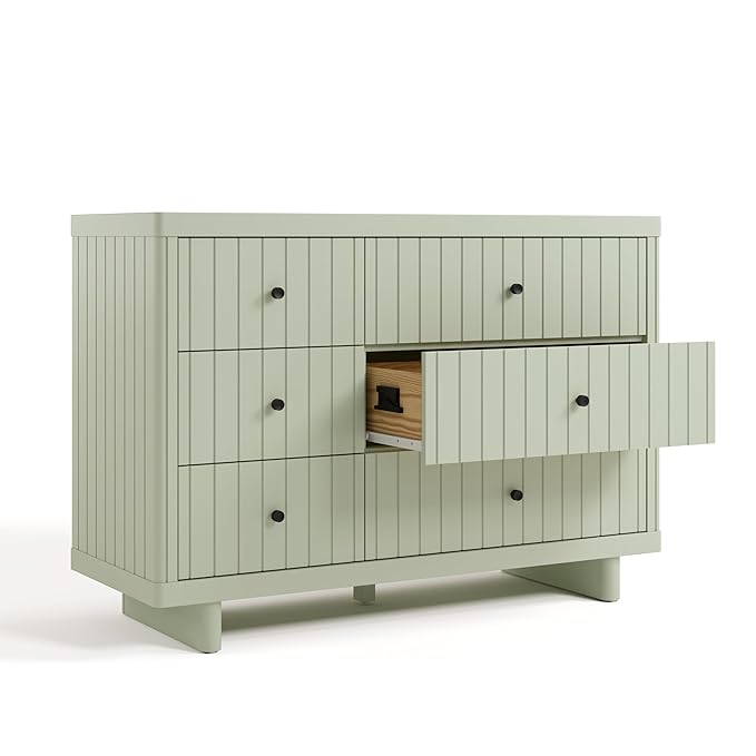 Storkcraft Kyoto 6 Drawer Dresser (Sage) - GREENGUARD Gold Certified, Nursery & Kids' Bedroom, Safety Interlocking Drawer System, & Easy Assembly with Pre-Installed Tracks