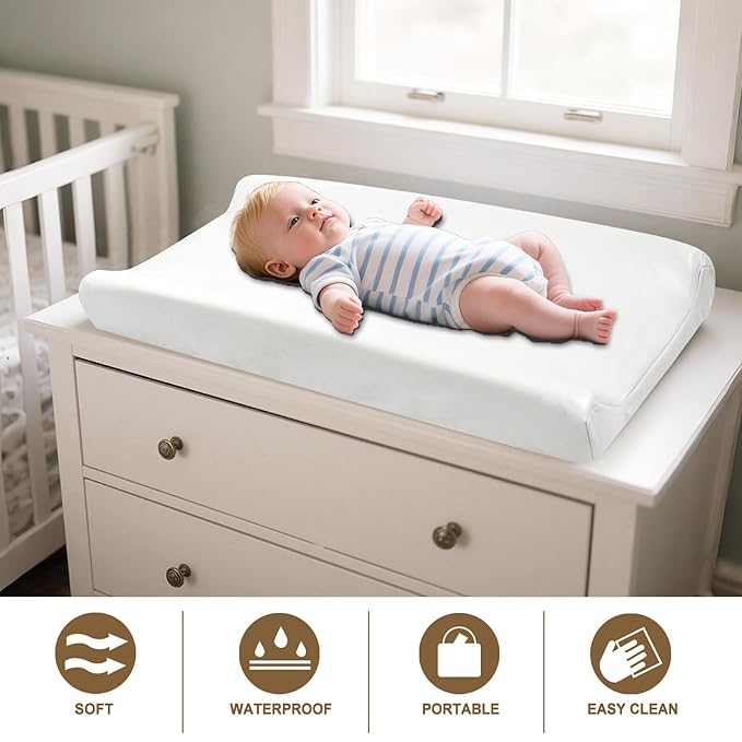 Owlowla Changing Pad Cover,Waterproof Changing Pad Covers-Soft Leather Diaper Changing Table Cover,Fits Standard Changing Pads for Baby Boy Girl（White）