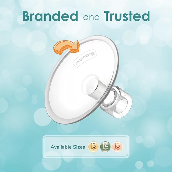 14mm Maymom MyFit Shields, Saucer Series; Compatible with Medela Breast Pump- PersonalFit, Freestyle, Harmony, Maxi, Freestyle Flex Connector; Connect to Maymom Widemouth/Narrow Connector, 2pcs