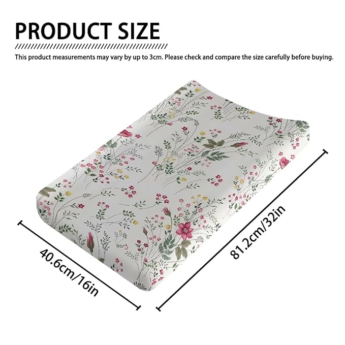 Breathable Diaper Changing Pad Cover for Baby Girls and Boys, Soft Changing Table Sheets 16 * 32 Inches, Classic Flower