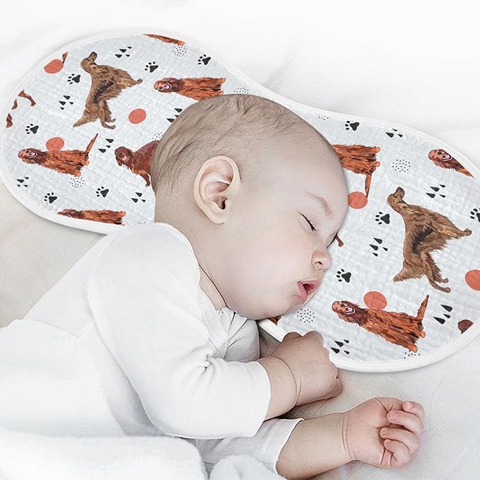 vvfelixl Baby Burp Cloths Irish Setter Dog Pattern Baby Newborn Cotton Burping Cloths Set Baby Washcloths 4 Pack