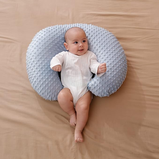 Pillowcase for Nursing Pillow and Positioner for Breastfeeding and Bottle Feeding, Propping Baby, Tummy Time, Baby Sitting Support, Awake-Time Support, Pillow Cover Only (Blue)