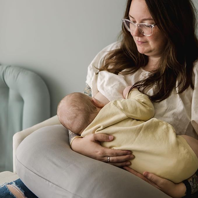 Snuggle Me Organic Feeding Support Pillow Cover, Machine Washable 100% Organic Cotton, Soft Nursing Cover for Breastfeeding, Pillow Slipcover for Baby Girls Boys Newborn - Stone