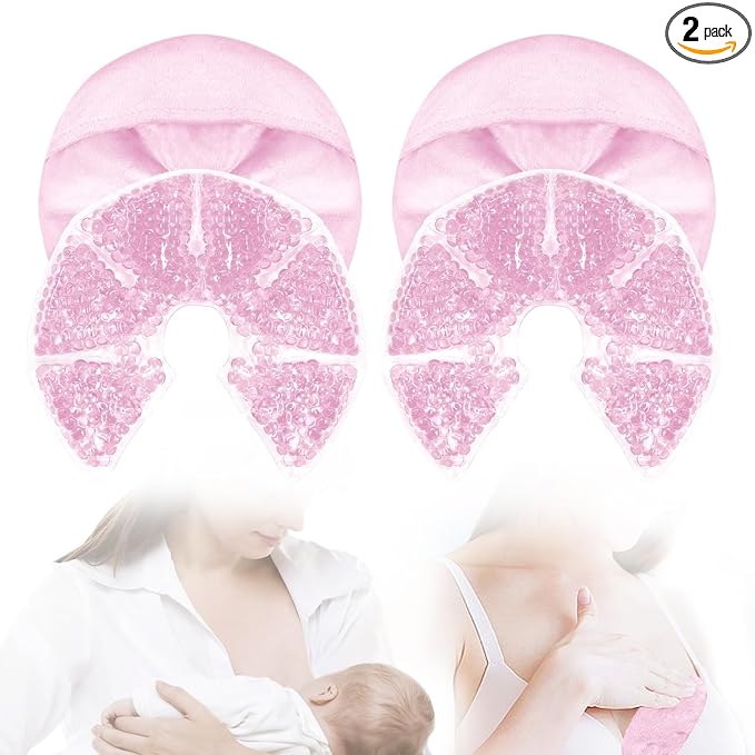 Hot Cold Gel Bead Breast Therapy Pack,Breast Ice Packs for Breastfeeding,Relief for Breastfeeding,Nursing Pain, Mastitis,Engorgement,Plugged Ducts, Boost Milk Let-Down & Production(#19 Pink)