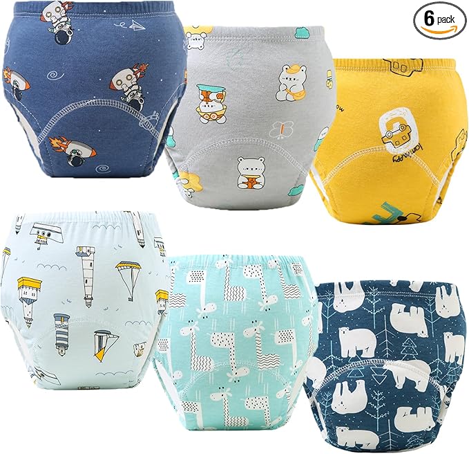 Upairy Training Pants Potty Training Underwear for Boys Girls,Toddler Potty Pants for 2T-6T,Soft Absorbent & Leak-Proof with Characters, 100% Cotton Washable (6PCS,S)