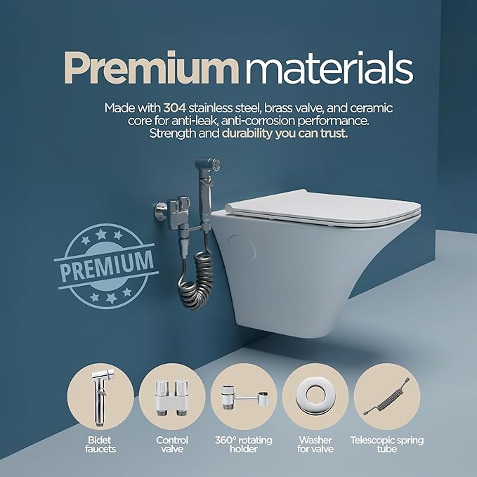 Aqua Earth Bidet Sprayer for Toilet | Handheld Bidet Shattaf Toilet Spray | Bathroom Baby Cloth Diaper Sprayer | Support Wall or Toilet Mount