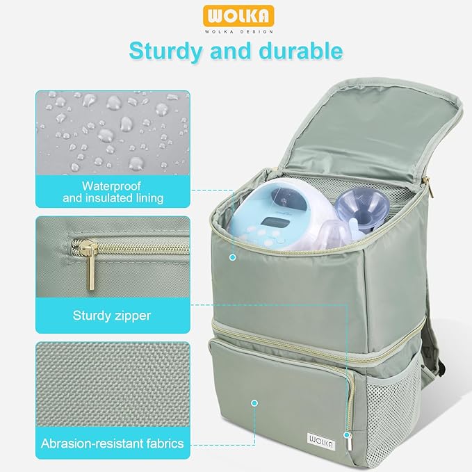 Wolka Breast Pump Bag with Insulated Compartments,Breastmilk Cooler Backpack for Spectra S1,S2 Medela