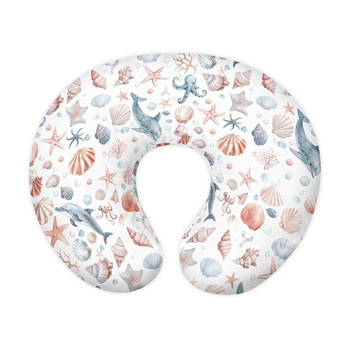 Dolphin Starfish Baby Fashion Nursing Pillow Cover Baby Breastfeeding Slipcover Newborn Safety and Comfy Cover for Daily Life, 1 Pack