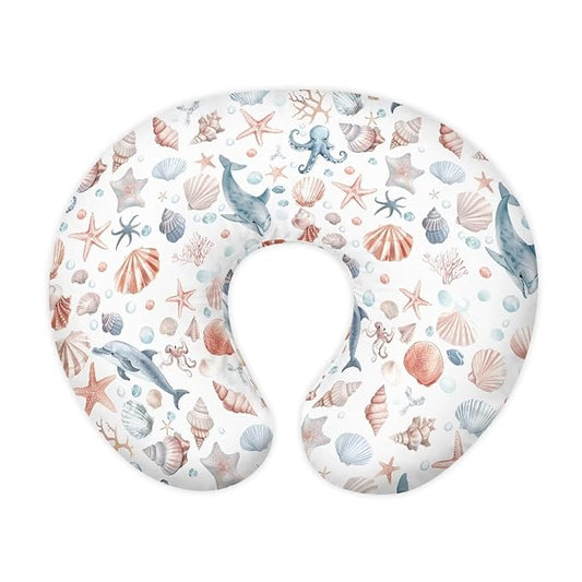 Dolphin Starfish Baby Fashion Nursing Pillow Cover Baby Breastfeeding Slipcover Newborn Safety and Comfy Cover for Daily Life, 1 Pack