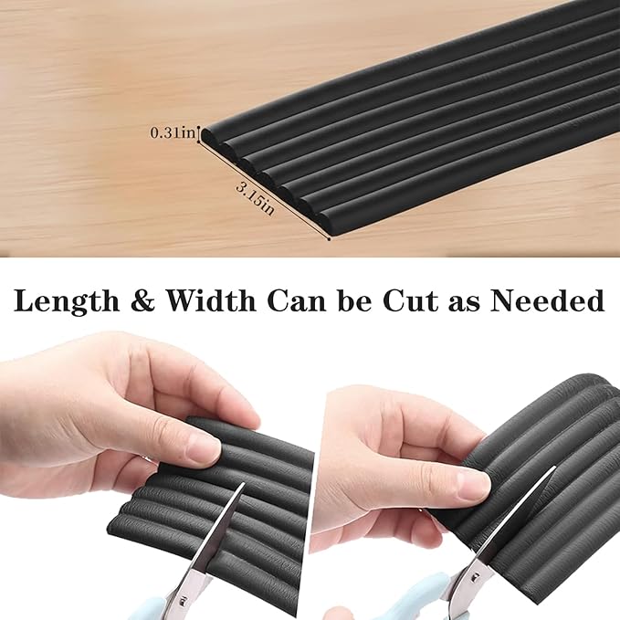 Edge Protector for Baby, Soft Foam Furniture Corner Guards, Desk Edge Cushion, Baby Proofing Bumper for Table, Fireplace - 6.5ft Black