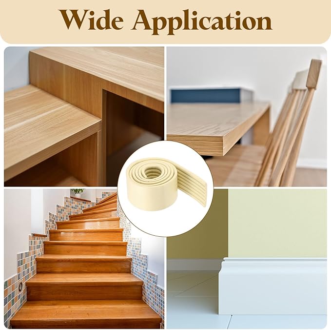 uxcell Bunk Bed Ladder Pad, 6.5ft NBR Self-Adhesive Corner Edge Protector Soft Furniture Corner Guard for Ladder Table Desk Edge, Beige