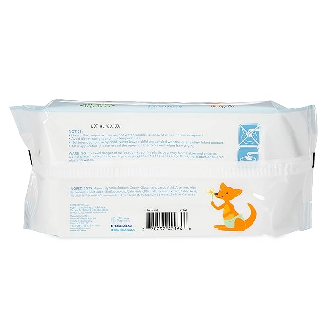 Nuby's Soothing Ultra Premium Baby Wipes Naturally Inspired with Chamomile, Aloe, and Citroganix, Fragrance Free, Extra Thick, 512 Count